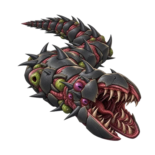 Void Worm with segmented armour and open jaws